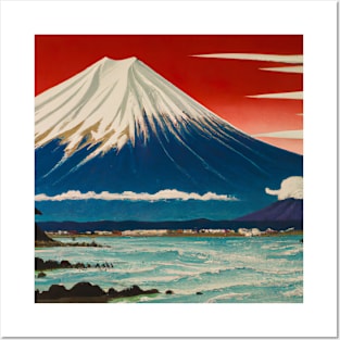 Mount Fuji inspired by Hokusai's works Posters and Art